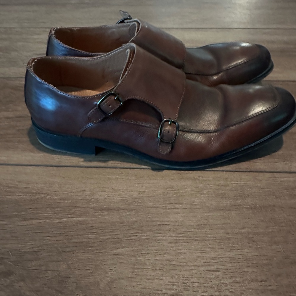Vintage Foundry / brown leather double monk strap dress shoes